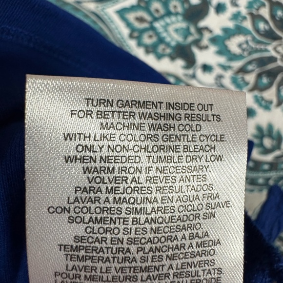 Ellen Tracy Vibrant Blue V-Neck 3/4 sleeve Top size large - Picture 7 of 7